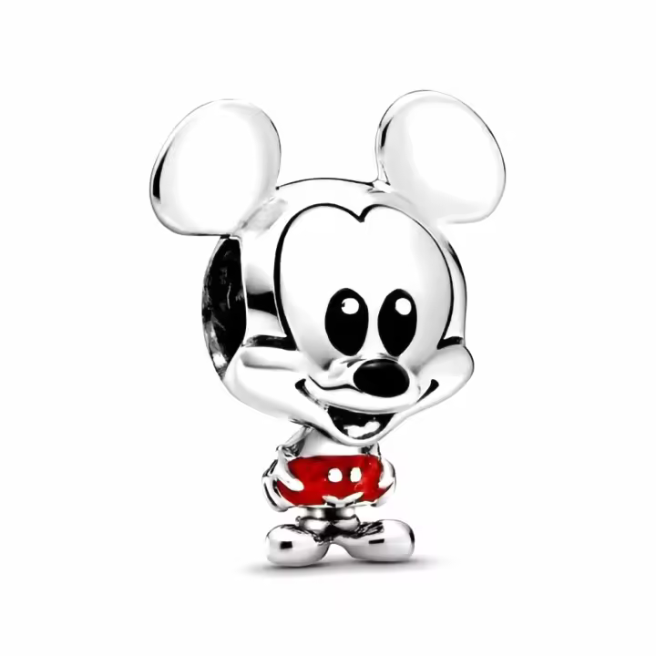 Pandora Charm de Colgante en Plata de Ley Disney - Mickey Mouse con Pantalones Rojos 798905C01，Incluye Caja Original - 1