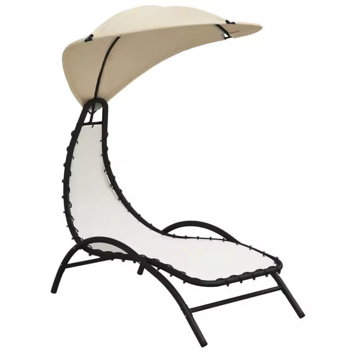 Tumbona con Toldo Arce y Canvas Crema 167x80x195 cm - 1