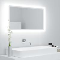 vidaXL Espejo de baño acrílico color 80x8,5x37 cm en color Roble Sonoma/Blanco/Gris hormigón | decorativo de pared para baño dormitorio recibidor moderno - details 1