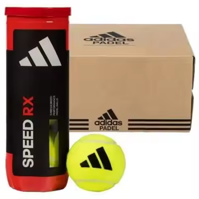 Cajón de 24 botes de pelotas de pádel Adidas Speed RX, 3 unidades por bote, tacto suave y alto rendimiento para golpes explosivos - 1