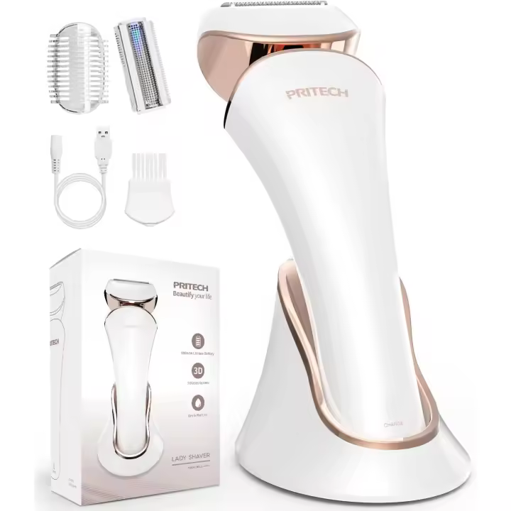 Afeitadora eléctrica femenina, recortadora de vello corporal, afeitadora en seco y húmedo para piernas, axilas y vello púbico. Recargable. - 1