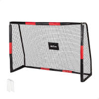 Aktive - Portería de fútbol de acero desmontable, portátil y fácil de montar, medidas 180x120x60 cm, con estructura resistente, red de poliéster y 5 piquetas para fijación en suelo, ideal para entrenamientos y partidos recreativos - details 0