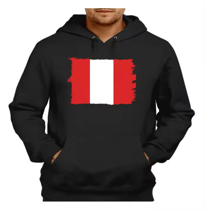 MERCHANDMANIA SUDADERA NEGRA CON CAPUCHA bandera perú pais gobierno peruano america adulto poliester algodón sweatshirt - 1