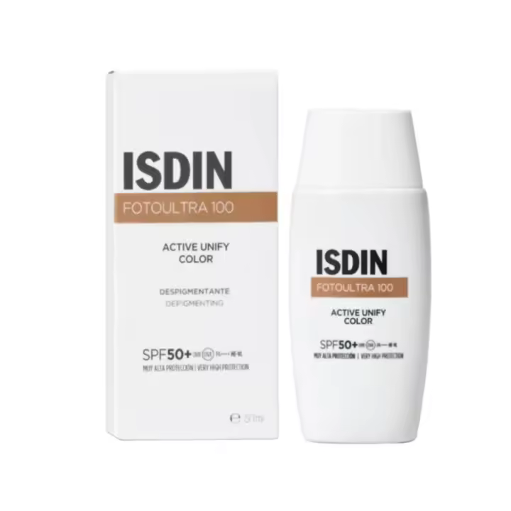 ISDIN Active Unify COLOR Fotoultra 100 50+ SPF Protector solar facial, Aclara y unifica el tono de piel, 50 ml - 1