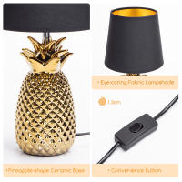Aigostar Lampara de Mesa de Cerámica en Forma de Piña, Lámpara de Mesita de Noche Plateado con Pantalla de Tela, Casquillo E14, Lámpara de Cabecera para Dormitorio, Salón (sin Bombilla) -H36cm - details 5