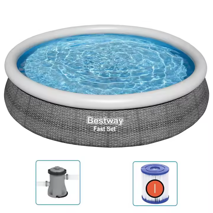 VidaXL Piscina hinchable Bestway 5377L bomba de filtrado + paredes DuraPlus azul Ø366 cm - 1