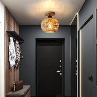 Lámpara Colgante De Bambú Tejida Decorativa Para Pasillo Y Sala De Estar E27 Fuente De Iluminación Moderna Y Retro - details 8