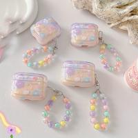 Funda De Lujo Coreana Para AirPods Con Diseño De Estrellas Y Graduación De Colores Con Cadena De Cuentas De Beads Florales Y Conejo Para AirPods pro 2 - details 0
