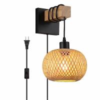 Lámparas De Pared De Bambú Y Madera Decorativas Para Dormitorio Elegante Luz Nocturna Incluida Montaje Manual Sin Cable - details 7