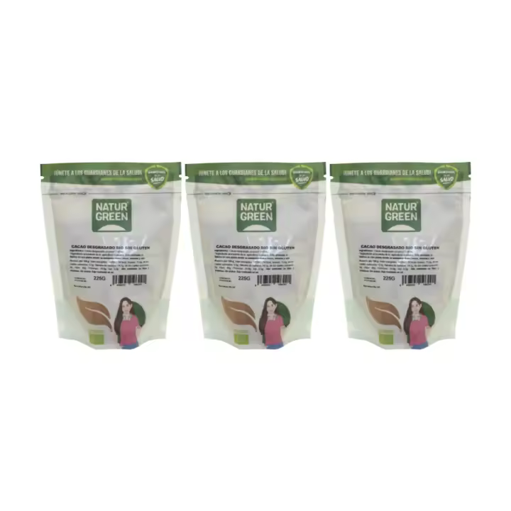 Pack 3x Cacao desgrasado Bio 225 g NaturGreen - 1