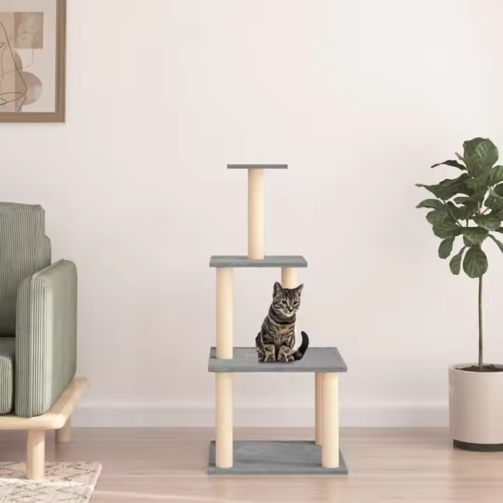 vidaXL Rascador para Gatos con Postes Árbol Torre de Escalada Sisal Color Crema,  Gris claro,  Gris oscuro y mas - 1