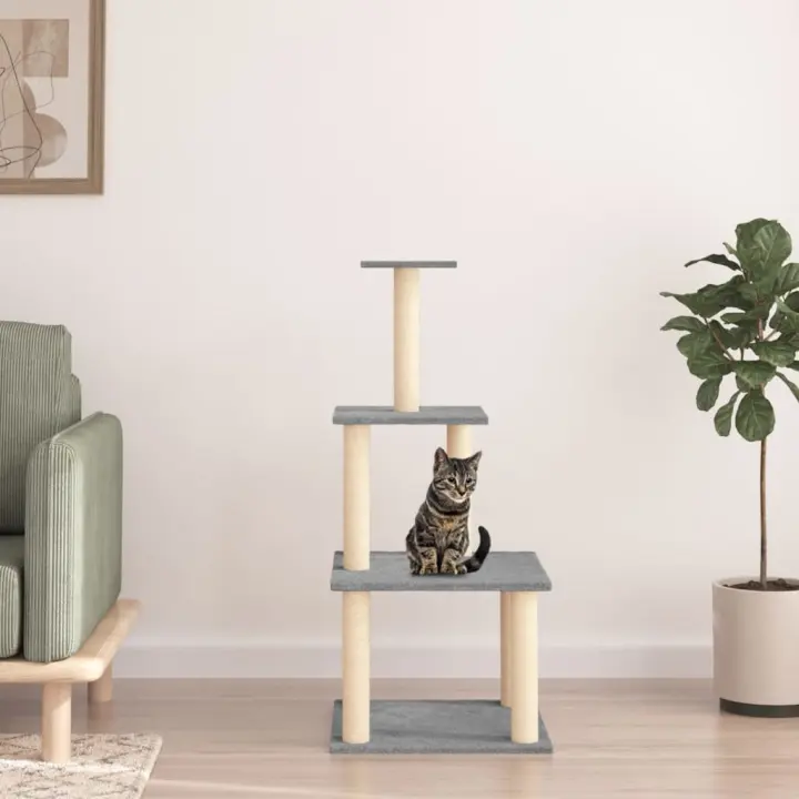 vidaXL Rascador para Gatos con Postes Árbol Torre de Escalada Sisal Color Crema,  Gris claro,  Gris oscuro y mas - 1
