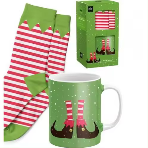 Taza Elfo Navidad- taza + calcetines - 1