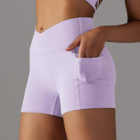 Shorts Deportivos Sin Costuras Cintura Alta Push up Yoga Elásticos Para Gimnasio Y Correr Shorts Transpirables De Poliéster Y Nylon - details 14