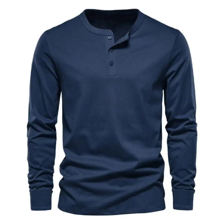 Camiseta de manga larga con cuello redondo de otoño para hombre, jersey holgado, camiseta informal de manga larga para hombre - 1