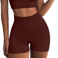 Shorts Deportivos Sin Costuras De Cintura Alta Para Mujer Yoga Fitness Running Estilo Levantamiento De Caderas Material Nylon - details 8