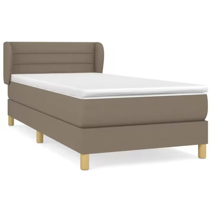 vidaXL Cama box spring con colchón tela gris taupe 80x200 cm - 1