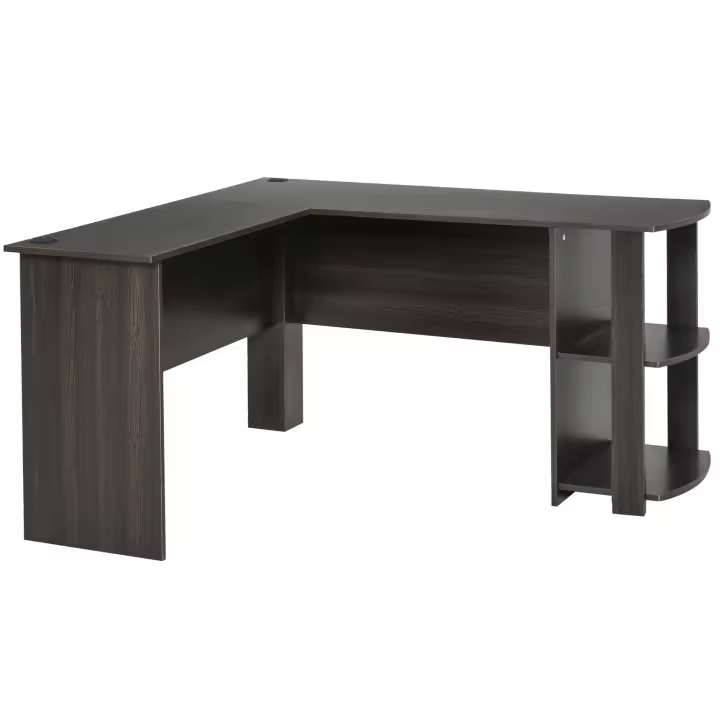 HOMCOM Mesa de Ordenador PC Escritorio para Oficina Hogar Tipo Esquinera Forma L con Estantes 136x130x72cm Madera - 1