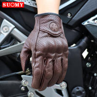 SUOMY Guantes De Motocicleta Retro Marrón De Cuero Real Para Verano Guantes De Café Racer Con Perforación Y Toque De Pantalla Para Scooter - details 7