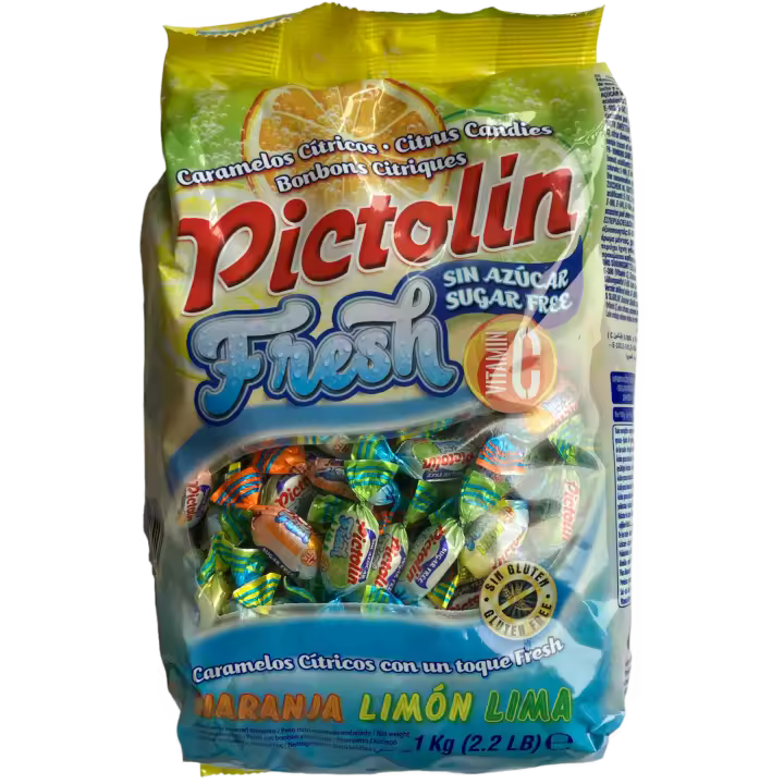 Pictolín Fresh Cítricos 3 Sabores (Naranja, Limón y Lima) Sin Azúcar Bolsa 1 kg (340 piezas aprx.) - 1