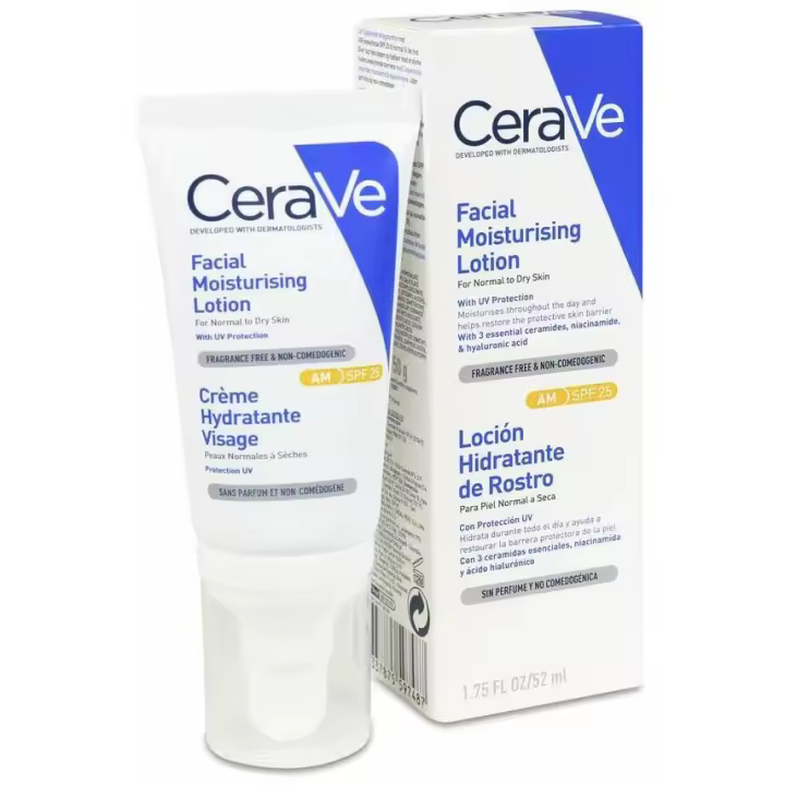 Cerave Loción Hidratante Facial Spf 25, 52 Ml - 1