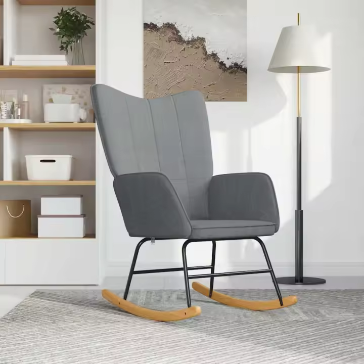 vidaXL Silla mecedora de tela gris claro - 1