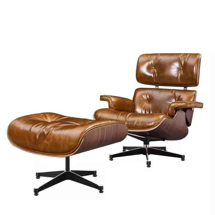 EU Stock TY330DE XL Classic Recliner Light Walnut Armchair With Bright Wax Skin Top Layer of Cowhide Lounge Chair Ergonomically Designed Premium Leisure Chair 360° Swivel for Home Theater Office Living Room Modern Leather Recliner Chair with Footrest - 1