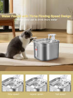 Fuente de agua de acero inoxidable para gatos, tazón de agua Ultra silencioso con Triple filtro, circulación automática, 74oz/2,2 L - details 4