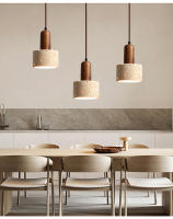 Lámpara Colgante De Carrilera LED Amarilla Marmol Japonés Wabi Sabi Travertino Nórdica Para Lateral De Cama Restaurante Pasillo Decoración - details 0