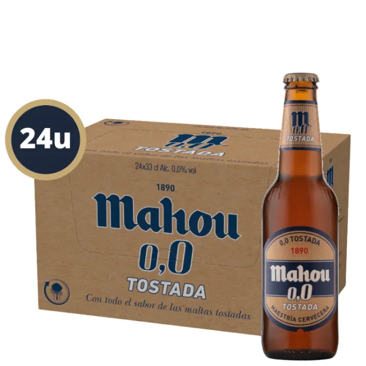 MAHOU 0.0 TOSTADA 33cl x24 unidades - Caja Cerveza Mahou Tostada 0.0 - 1