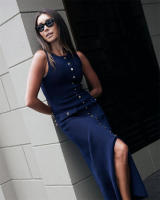 Vestido Largo De Verano Elegante Para Mujer Con Cuello Redondo Y Sin Mangas Tejido De Lana Chic Para Comunicación Traje Feminino - details 7