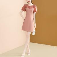 EVNISI Vestido Rosa Elegante Para Mujer Con Manga Flotante Casual Para Oficina Slim A-line Bodycon Para Fiesta Verano - details 3