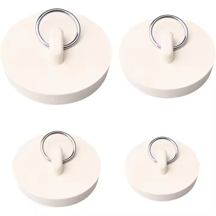4 piezas de enchufar de baño, Tapon de fregadero de goma Tapon de fregadero de cocina con anillo colgante para baño, baño (4 Sises) - 1