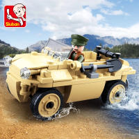 Sluban 103PCS Modelo De Carro Acuático Militar WW2 Con Figuras De Soldados Ejército Bloques De Construcción DIY Juguete Educativo Para Niños Regalos - details 0