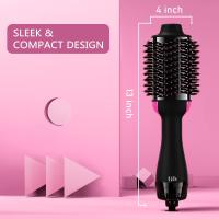 Cepillo secador de pelo de doble voltaje con estilizador antifrizz de iones negativos - voluminizador de aire caliente para 220V-240V Europa y uso en viajes  Ahora con motor mejorado, menos frizz, más brillo y menos daño por calor para lograr u - details 2