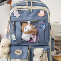 Mochila Kawaii Para Mujer 5pcs Estilo Coreano Lindo Para Estudiantes Niñas Sets De Mochilas Escolares De Lona Con Cierre De Cremallera - details 18