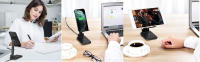TEMCO Soporte de teléfono de carga inalámbrica, Soporte plegable 2 en 1 para teléfono celular y tableta, Cargador doble, carga inalámbrica de 10 W máxima habilitada para Qi, soporte de metal ajustable para teléfono compatible con iPhone 13/Pro/XR, etc - details 0
