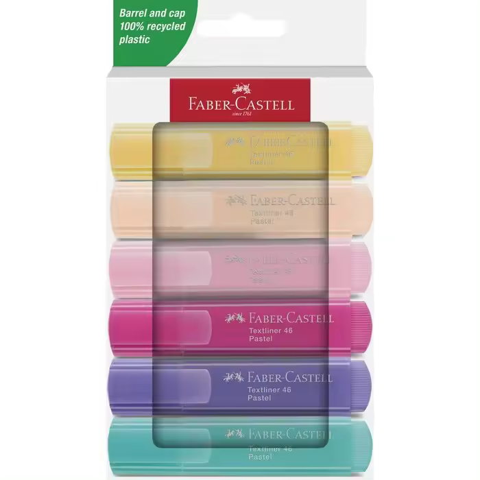 FABER MARCADOR FABER CASTELL TEXTLINER 46 6 COLORES PASTEL SURTID 1546 PASTEL - 1