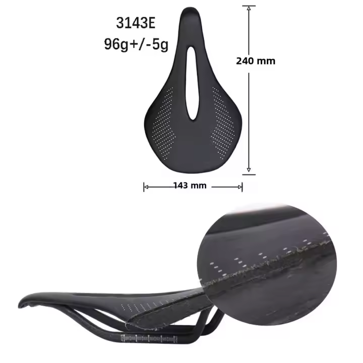 Sillín De Bicicleta ELITAONE De Carbono Ultraligero 96G Para MTB Y Carretera Almohadilla Hueca Cómoda Accesorios Para Bicicleta Tamaño 240X143MM Unisex - 1