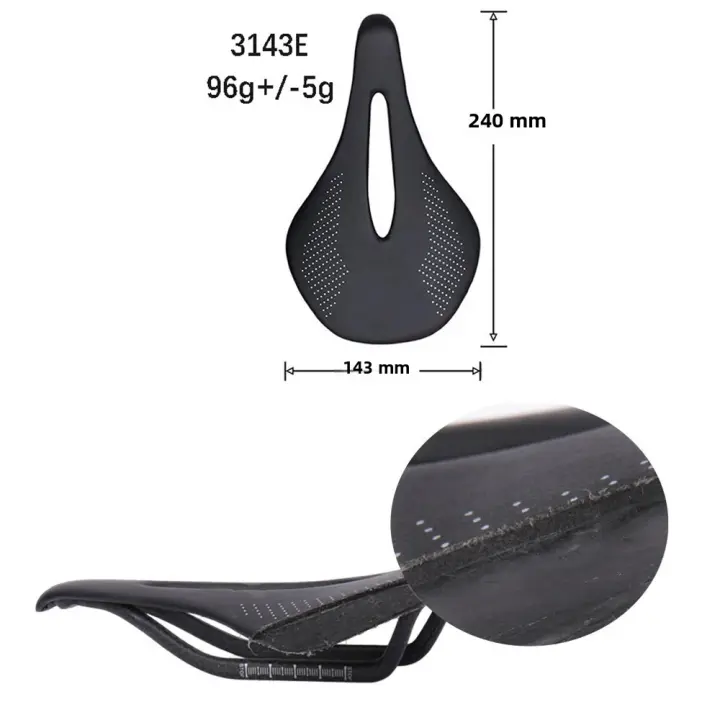 Sillín De Bicicleta ELITAONE De Carbono Ultraligero 96G Para MTB Y Carretera Almohadilla Hueca Cómoda Accesorios Para Bicicleta Tamaño 240X143MM Unisex - 1