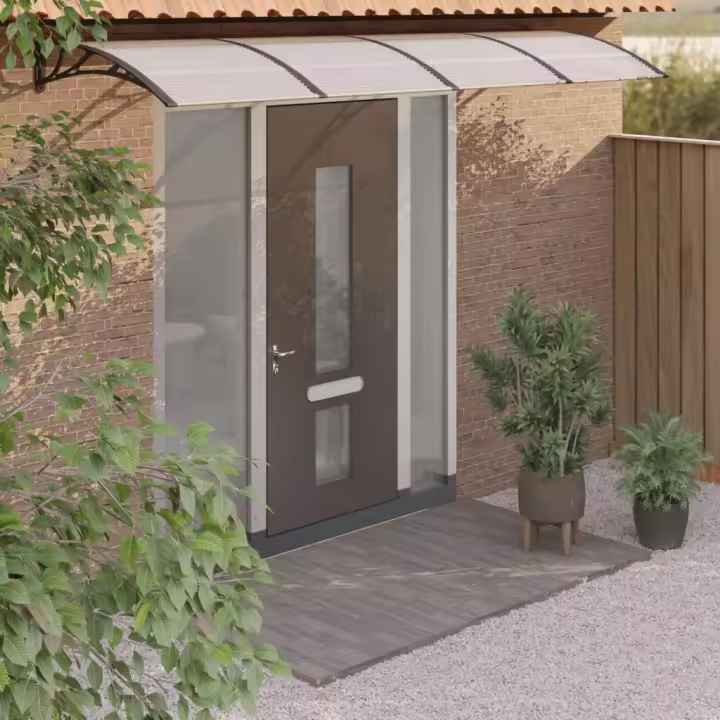 vidaXL Marquesina de puerta policarbonato negro 400x100 cm - 1