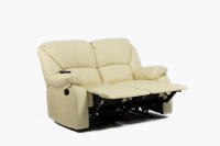 ECODE Sofá Canapé de 2 plazas reclinable con Masaje de Ondas Vibraciones, Calor Lumbar, Piel sintética ECO-8590/2 (Beige) ECO-DE - details 0