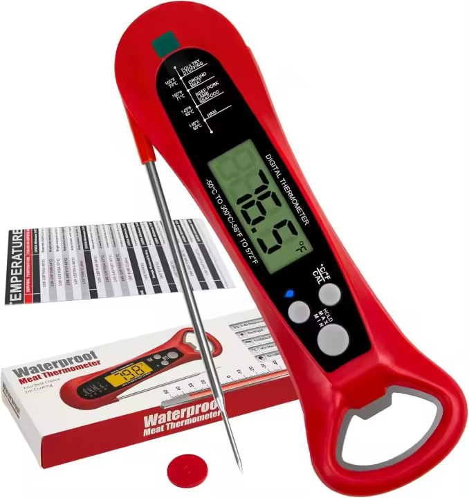 Termómetro De Carne Instantáneo Para Cocinar Preciso Y Rápido Con Retroiluminación Y Magnete Termómetro Digital De Alimentos Con Calibración - 1