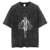 Camiseta Hip Hop Retro Lavada Streetwear Anime Hunter X Hunter Impresión 100% Algodón Unisex Camiseta Masculina Tops Tees Y2K - details 3