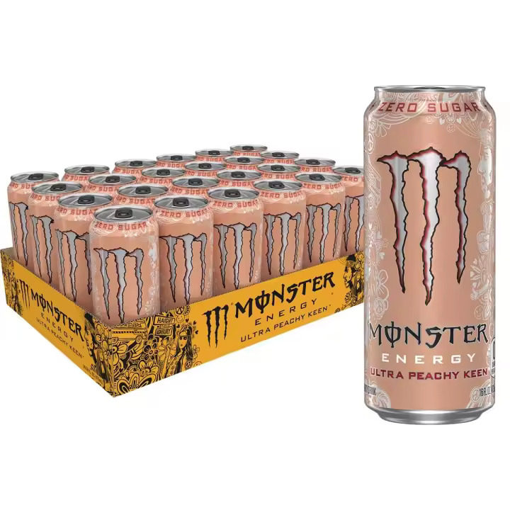 Monster Energy Ultra Peachy Keen Nacional caja 24u bebida energetica monster sin azucar sabor a melocotón, afrutado y sabroso NACIONAL 2024 - 1