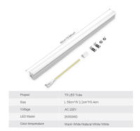 Tubo De Luz LED De Aluminio 50CM T5 T8 15W 25W Lámpara Para Escritorio Taller Garaje Almacén Cocina Armario Iluminación 220V - details 1