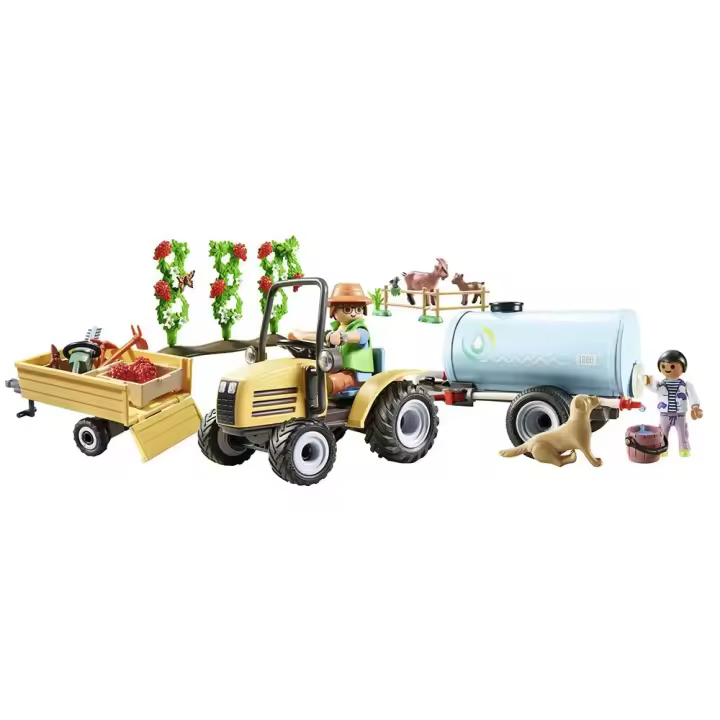 Playmobil Juego De Construcción Tractor Con Tráiler Y Cisterna - 1