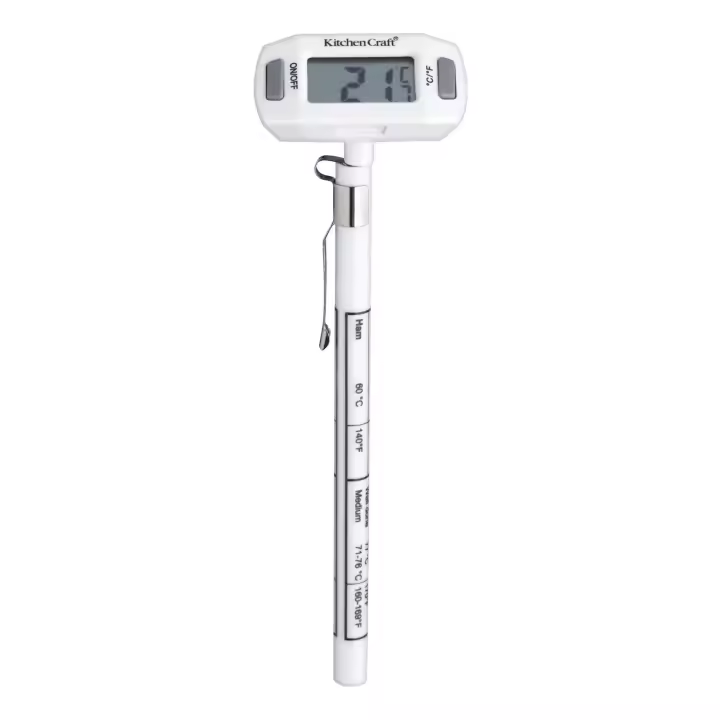 KitchenCraft Termómetro Sonda de Cocina Digital con Pantalla LCD, 12,5 cm, Blanco - 1