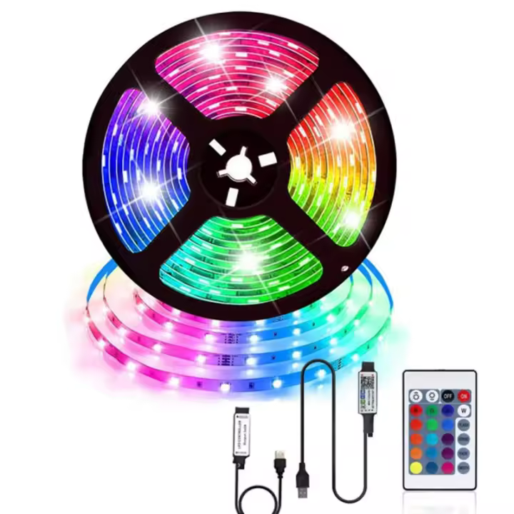 Tira De Luz LED RGB 1m Con Control Remoto Bluetooth Y Sincronización Musical Para Ambiente De Fiesta Retroproyección De TV Y Decoración Navideña 5VUSB - 1