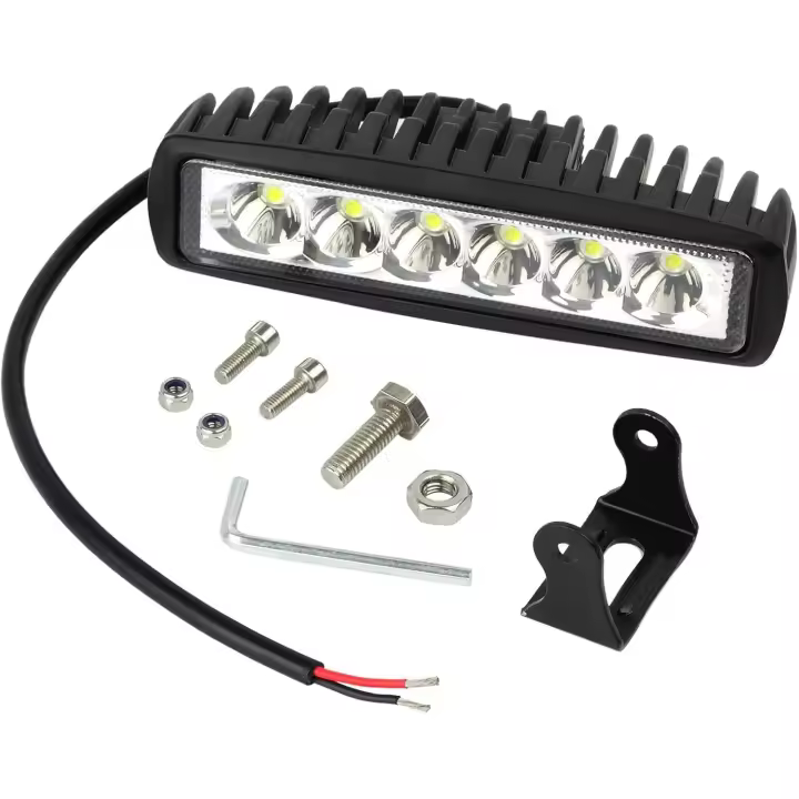 Barra de luz LED de trabajo de 18 W, foco de conducción delgado para coche, 12 V, 24 V, resistente al agua, para coche, camión, barco, SUV, ATV, 4x4, todoterreno - 1